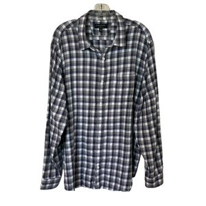 Banana Republic Factory Mens Black and White Lightweight Flannel Plaid Shirt XXL
